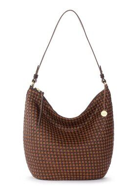 The Sak Sequoia Hobo Woven Mahogany Cognac Brown Leather Shoulder Bag Purse NWT